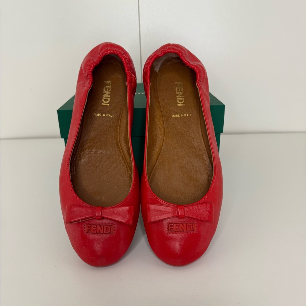 Fendi Vibrant Red Leather Loafers